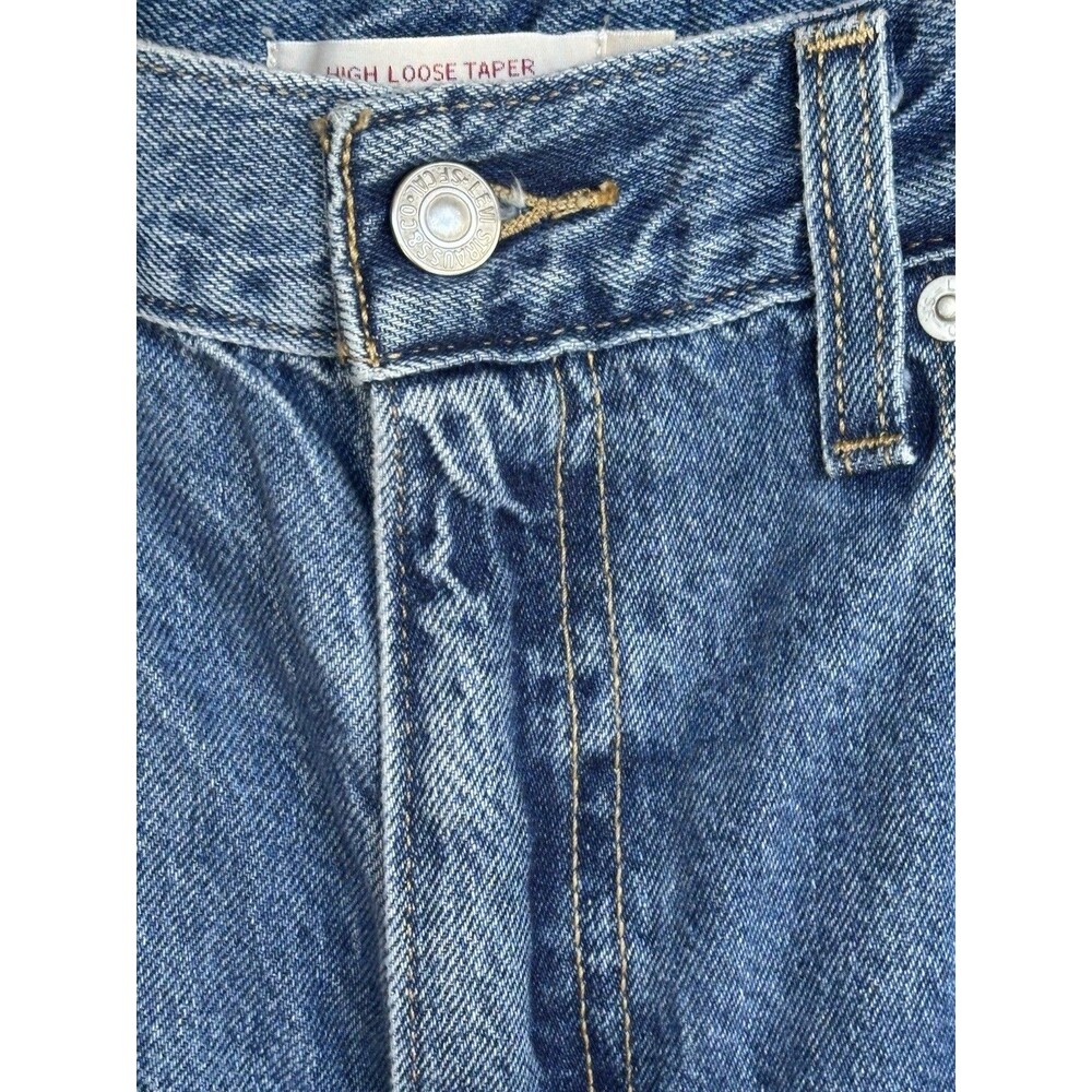 Levi’s Premium High Loose Taper Jeans Women’s W28 L29 High Rise Raw Hem Blue - Picture 9 of 15